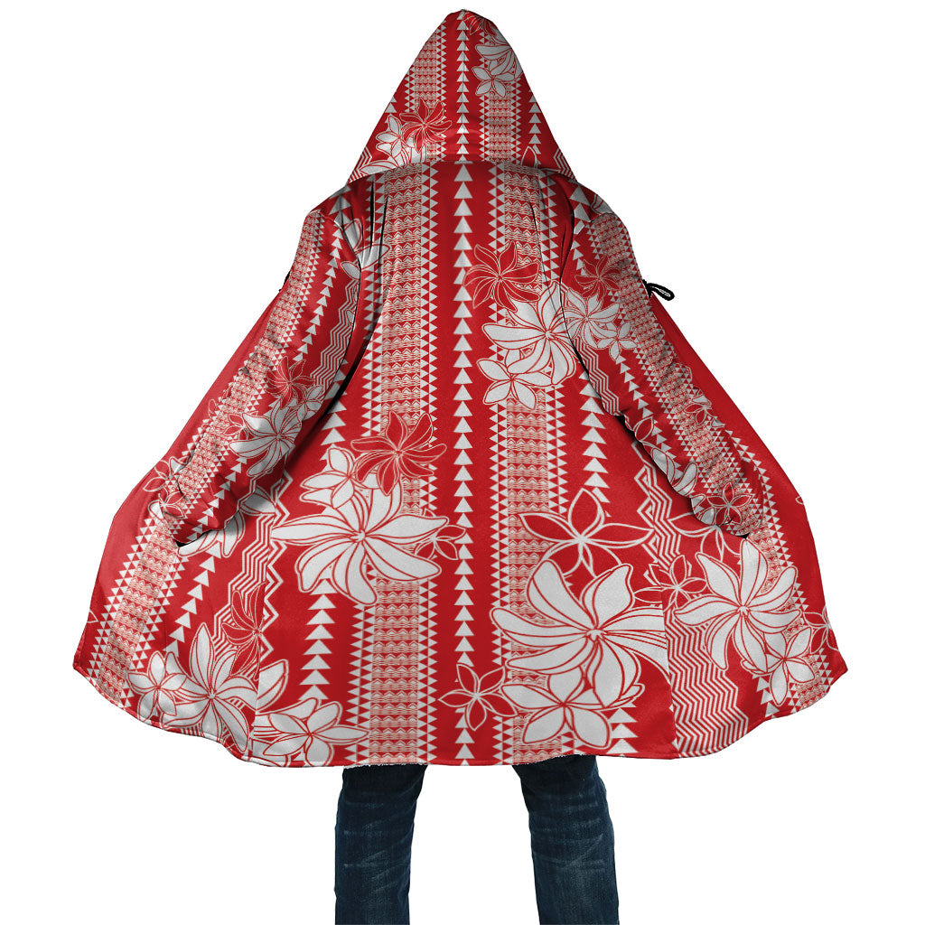 Hawaii Kakau Tribal Cloak With Red Tiare