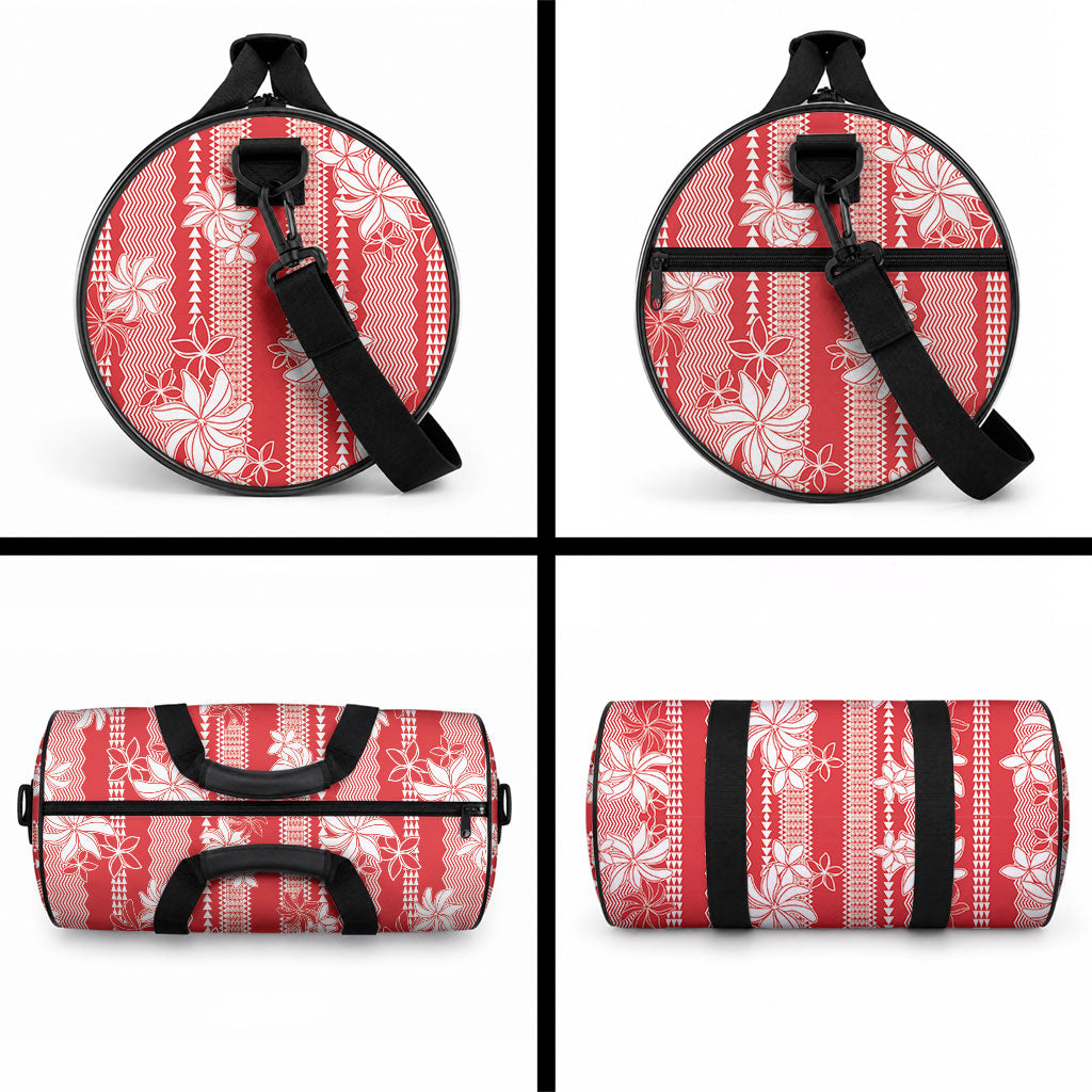 Hawaii Kakau Tribal Duffle Bag With Red Tiare LT05 - Polynesian Pride