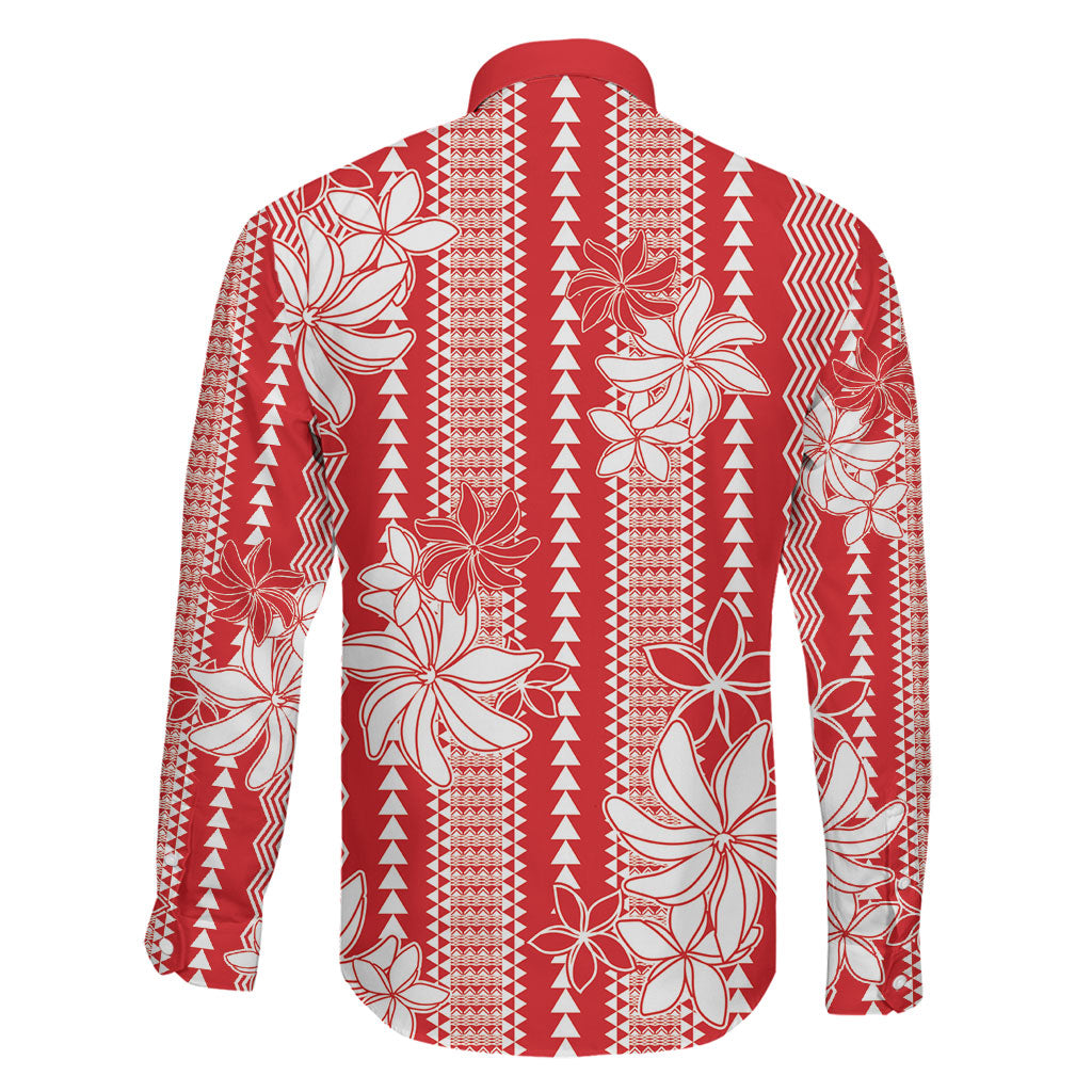 Hawaii Kakau Tribal Family Matching Puletasi and Hawaiian Shirt With Red Tiare LT05 - Polynesian Pride