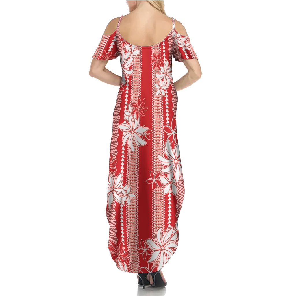 Hawaii Kakau Tribal Family Matching Summer Maxi Dress and Hawaiian Shirt With Red Tiare LT05 - Polynesian Pride