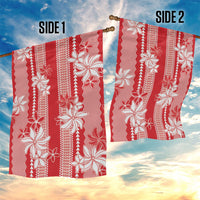 Hawaii Kakau Tribal Garden Flag With Red Tiare