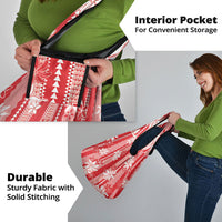 Hawaii Kakau Tribal Grocery Bag With Red Tiare