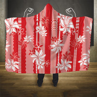 Hawaii Kakau Tribal Hooded Blanket With Red Tiare LT05 - Polynesian Pride