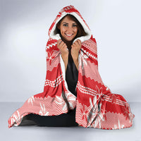 Hawaii Kakau Tribal Hooded Blanket With Red Tiare LT05 - Polynesian Pride