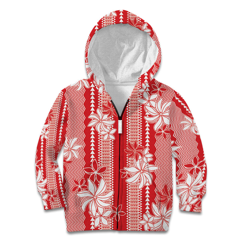 Hawaii Kakau Tribal Kid Hoodie With Red Tiare