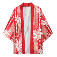 Hawaii Kakau Tribal Kimono With Red Tiare