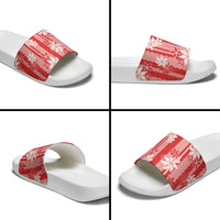 Hawaii Kakau Tribal Slide Sandals With Red Tiare LT05 - Polynesian Pride