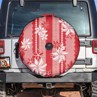 Hawaii Kakau Tribal Spare Tire Cover With Red Tiare