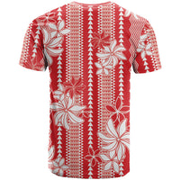 Hawaii Kakau Tribal T Shirt With Red Tiare LT05 - Polynesian Pride