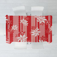 Hawaii Kakau Tribal Tablecloth With Red Tiare