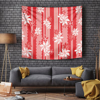 Hawaii Kakau Tribal Tapestry With Red Tiare