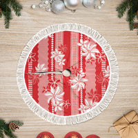 Hawaii Kakau Tribal Tree Skirt With Red Tiare