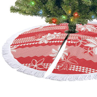 Hawaii Kakau Tribal Tree Skirt With Red Tiare