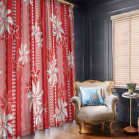 Hawaii Kakau Tribal Window Curtain With Red Tiare LT05 - Polynesian Pride