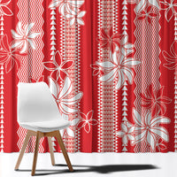 Hawaii Kakau Tribal Window Curtain With Red Tiare LT05 - Polynesian Pride