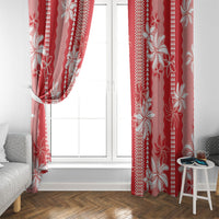 Hawaii Kakau Tribal Window Curtain With Red Tiare LT05 - Polynesian Pride