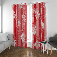 Hawaii Kakau Tribal Window Curtain With Red Tiare LT05 With Grommets Red - Polynesian Pride