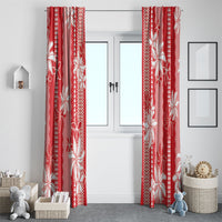 Hawaii Kakau Tribal Window Curtain With Red Tiare LT05 - Polynesian Pride