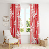 Hawaii Kakau Tribal Window Curtain With Red Tiare LT05 - Polynesian Pride