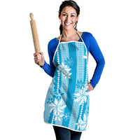 Hawaii Kakau Tribal Apron With Blue Tiare