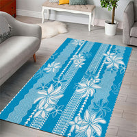 Hawaii Kakau Tribal Area Rug With Blue Tiare LT05 - Polynesian Pride