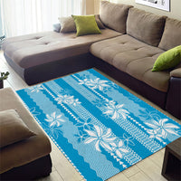 Hawaii Kakau Tribal Area Rug With Blue Tiare LT05 - Polynesian Pride