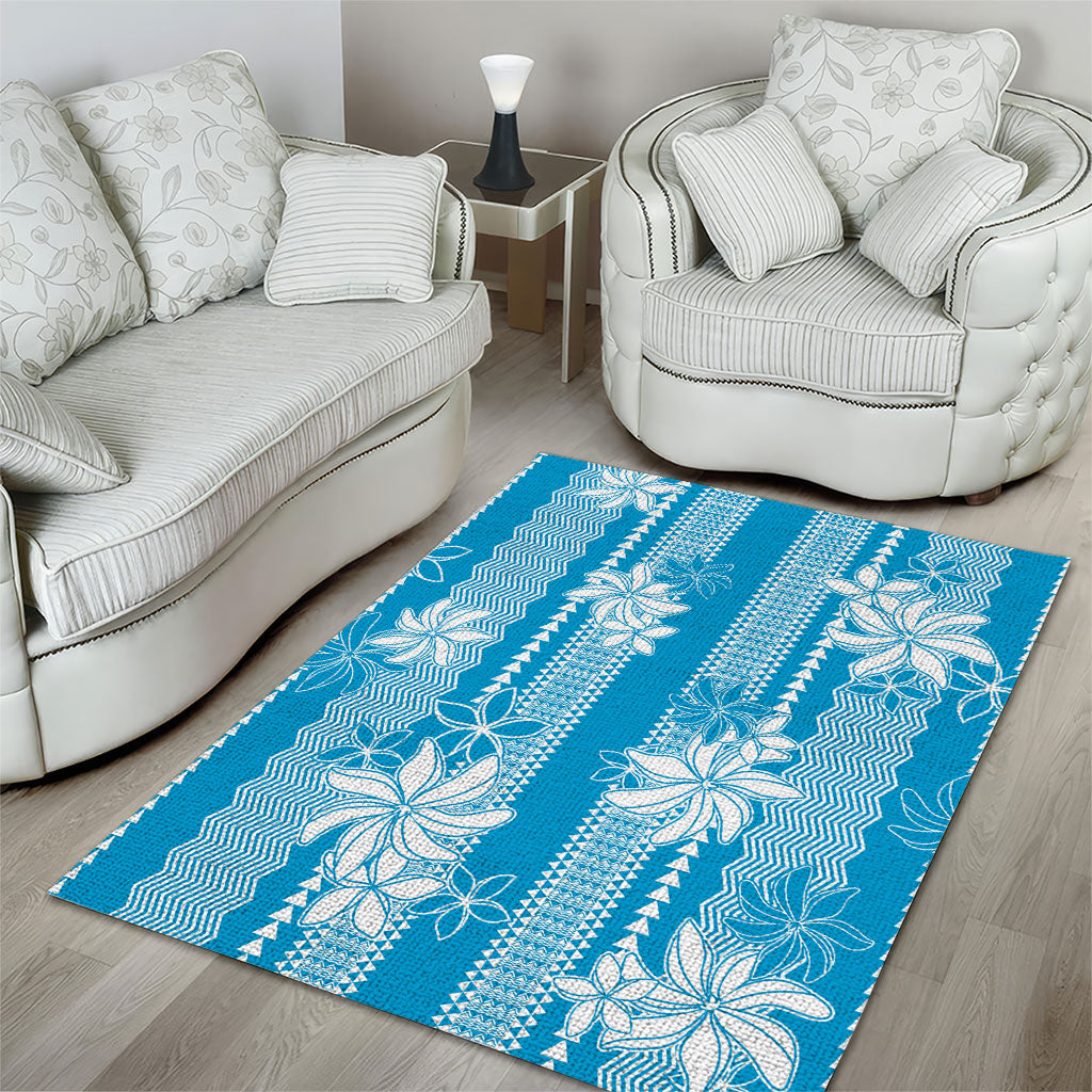 Hawaii Kakau Tribal Area Rug With Blue Tiare LT05 - Polynesian Pride