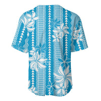 Hawaii Kakau Tribal Baseball Jersey With Blue Tiare LT05 - Polynesian Pride