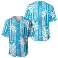 Hawaii Kakau Tribal Baseball Jersey With Blue Tiare LT05 - Polynesian Pride
