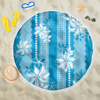Hawaii Kakau Tribal Beach Blanket With Blue Tiare