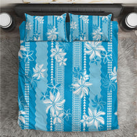 Hawaii Kakau Tribal Bedding Set With Blue Tiare