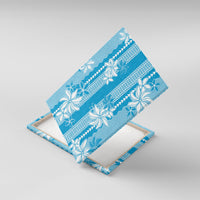 Hawaii Kakau Tribal Canvas Wall Art With Blue Tiare