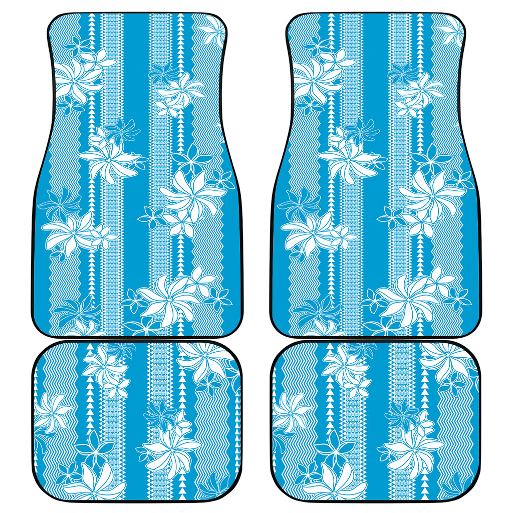 Hawaii Kakau Tribal Car Mats With Blue Tiare