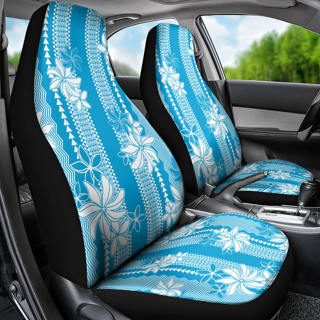 Hawaii Kakau Tribal Car Seat Cover With Blue Tiare LT05 - Polynesian Pride