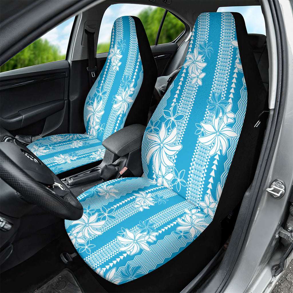 Hawaii Kakau Tribal Car Seat Cover With Blue Tiare LT05 - Polynesian Pride