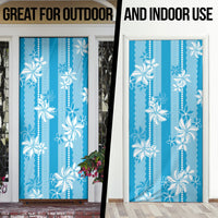 Hawaii Kakau Tribal Door Cover With Blue Tiare
