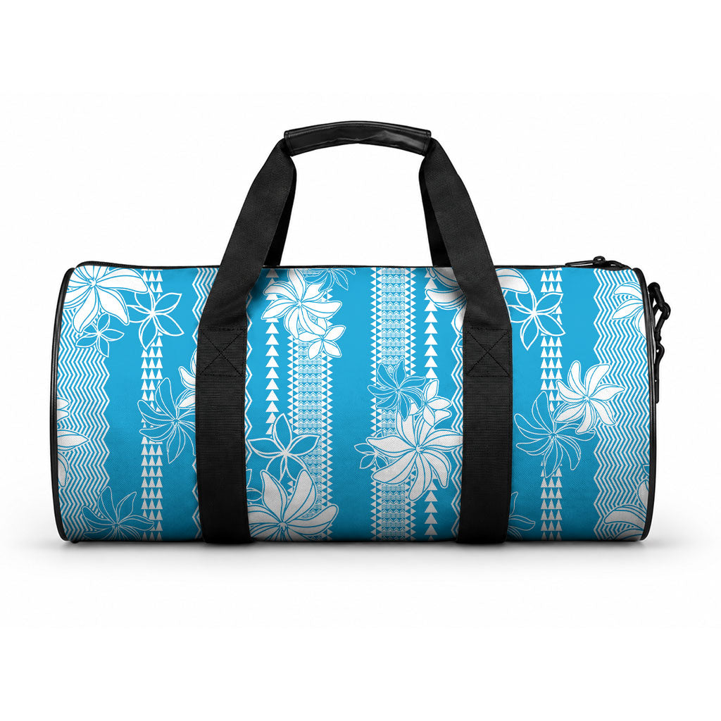 Hawaii Kakau Tribal Duffle Bag With Blue Tiare LT05 One size Blue - Polynesian Pride