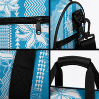 Hawaii Kakau Tribal Duffle Bag With Blue Tiare LT05 - Polynesian Pride