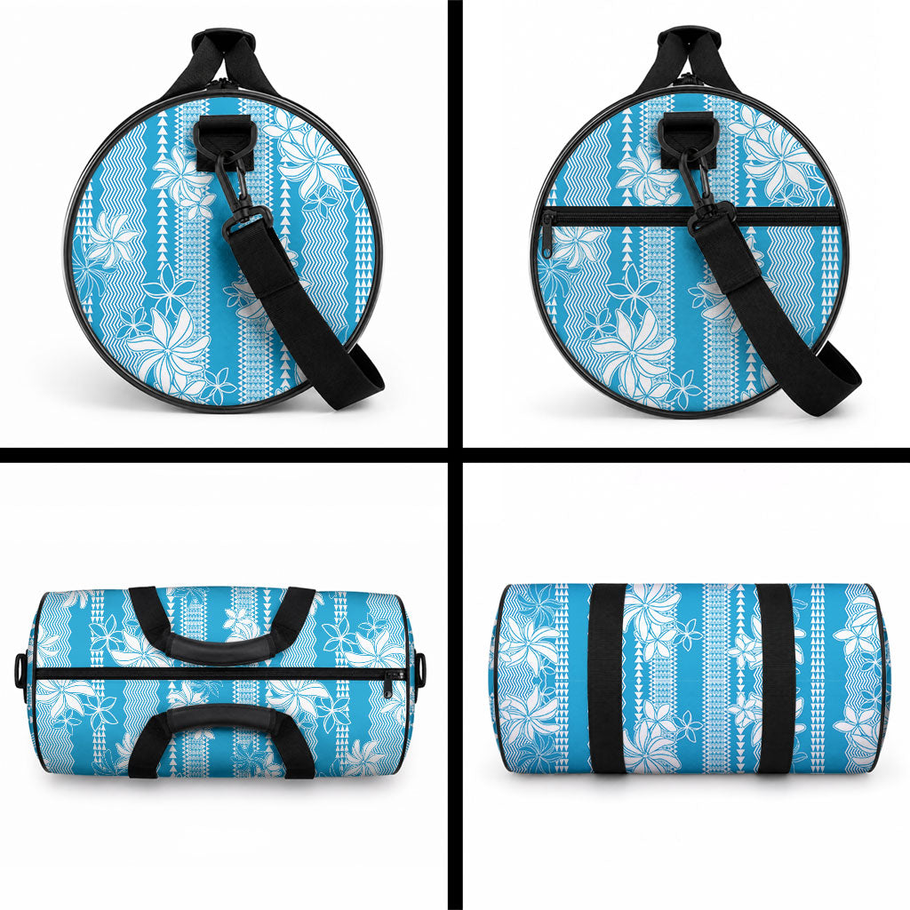 Hawaii Kakau Tribal Duffle Bag With Blue Tiare LT05 - Polynesian Pride