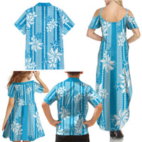 Hawaii Kakau Tribal Family Matching Summer Maxi Dress and Hawaiian Shirt With Blue Tiare LT05 - Polynesian Pride