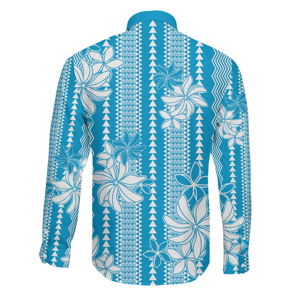 Hawaii Kakau Tribal Family Matching Tank Maxi Dress and Hawaiian Shirt With Blue Tiare LT05 - Polynesian Pride
