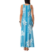 Hawaii Kakau Tribal Family Matching Tank Maxi Dress and Hawaiian Shirt With Blue Tiare LT05 - Polynesian Pride