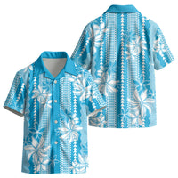 Hawaii Kakau Tribal Kid Hawaiian Shirt With Blue Tiare LT05 - Polynesian Pride