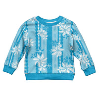 Hawaii Kakau Tribal Kid Ugly Christmas Sweater With Blue Tiare LT05 Kid Blue - Polynesian Pride