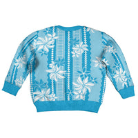 Hawaii Kakau Tribal Kid Ugly Christmas Sweater With Blue Tiare LT05 - Polynesian Pride