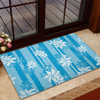 Hawaii Kakau Tribal Rubber Doormat With Blue Tiare LT05 - Polynesian Pride