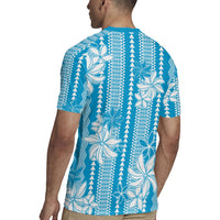 Hawaii Kakau Tribal Rugby Jersey With Blue Tiare