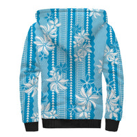 Hawaii Kakau Tribal Sherpa Hoodie With Blue Tiare