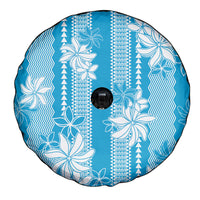 Hawaii Kakau Tribal Spare Tire Cover With Blue Tiare