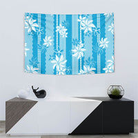 Hawaii Kakau Tribal Tapestry With Blue Tiare